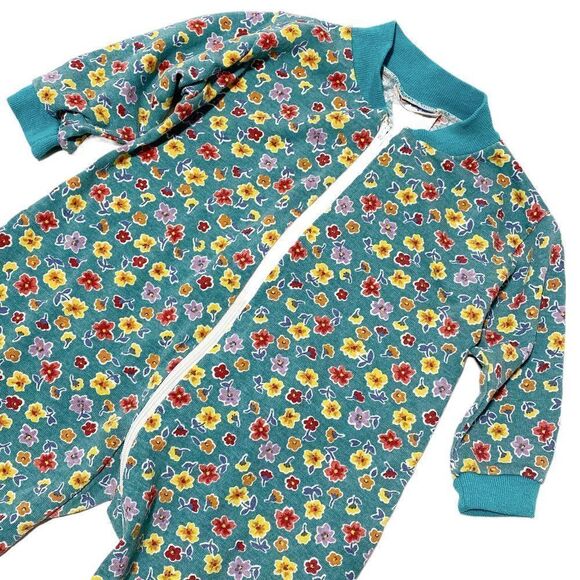 𝅺vintage Jeepers Creepers Baby Floral Print Ballon One Piece Pajama's - Picture 2 of 3